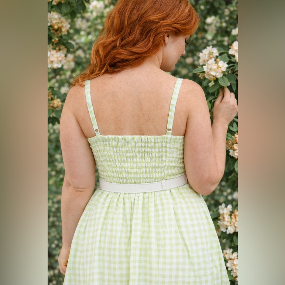 Torrid Retro Chic Green & White Gingham Twist-Front Swing Dress, 2X, NWT! - Picture 7 of 15